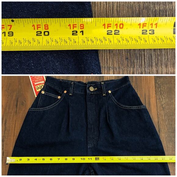 Lee VTG 80s Relaxed Tapered Ankle Pleated Jean Deadstock Size 10 Dark Blue - Picture 11 of 15
